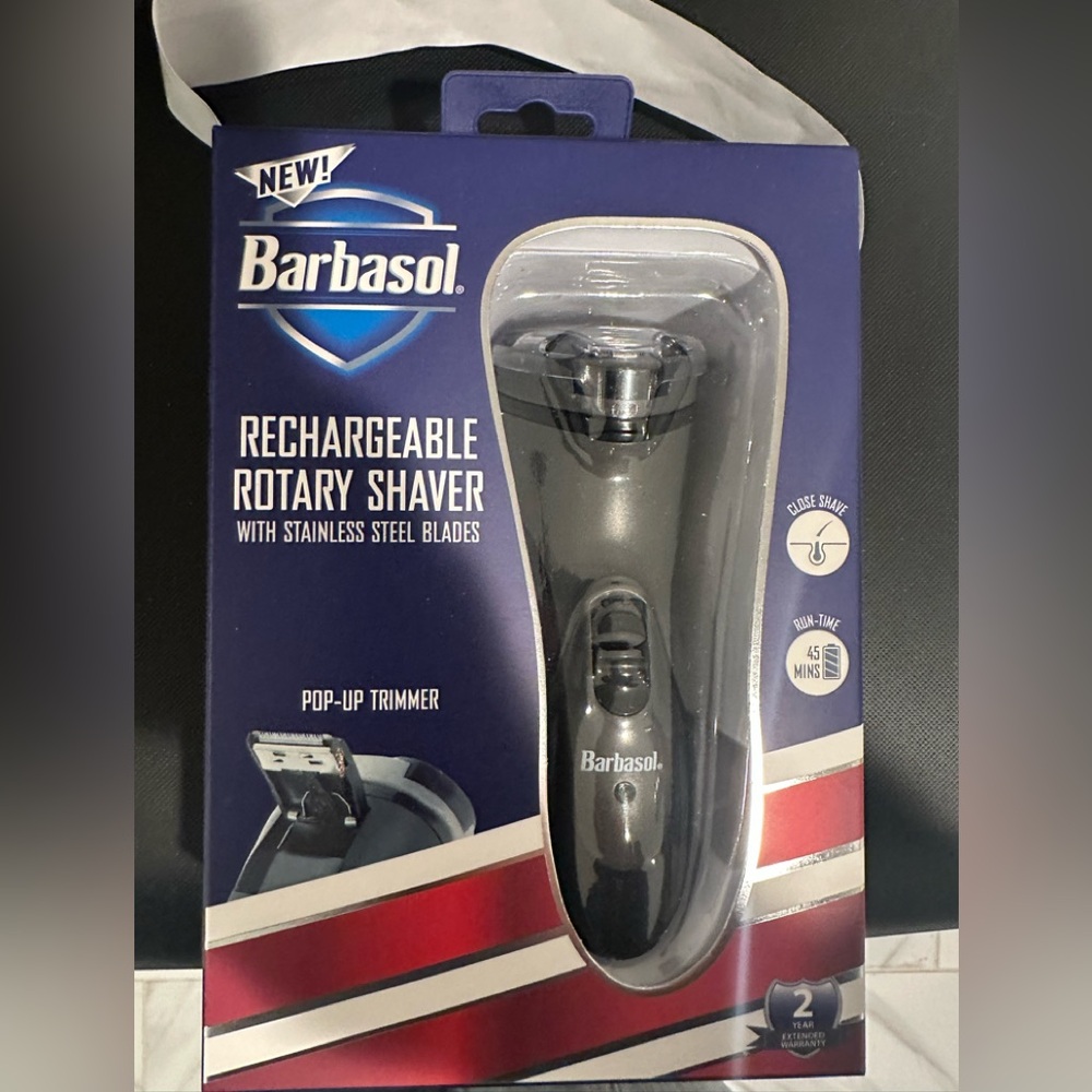 Barbasol Rechargeable Electric Rotary Shaver with Stainless Steel Blades and ...